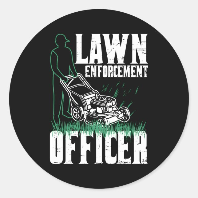 Lawn Mowing Trimmer Worker Gardener Landscape Classic Round Sticker (Front)