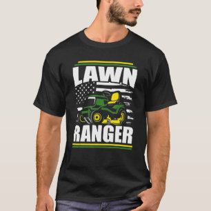Lawn Ranger Lawn Mower Dad American Flag Fathers T-Shirt