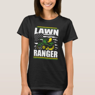 Lawn Ranger  Lawn Mower Dad American Flag Fathers  T-Shirt