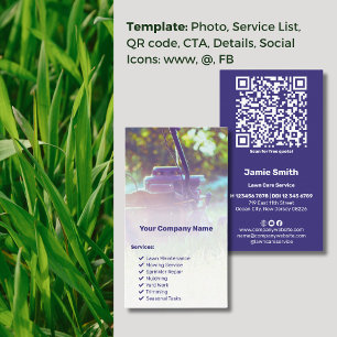 Lawn Service Branding QR Code Photo Lawn Mower Business Card