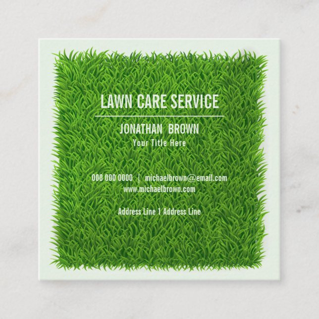 Lawn service garden square business card (Front)