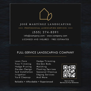 Lawn Service QR Code Landscaping Business Card