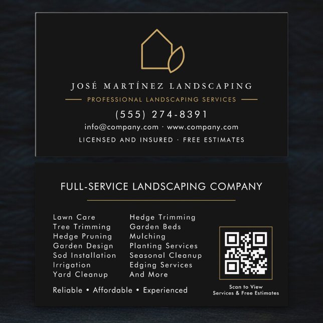 Lawn Service QR Code Landscaping Business Card (Creator Uploaded)