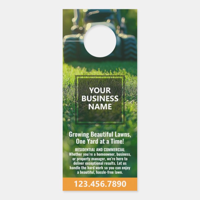 Lawn Services - Mowing, Edging Landscaping Door Hanger (Front)