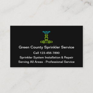 Lawn Sprinkler Service And Systems Business Card