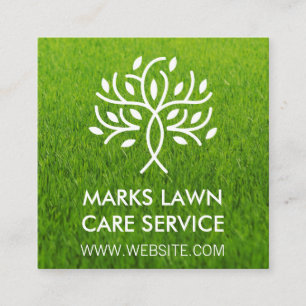 Lawn   Stylized Tree Logo Square Business Card