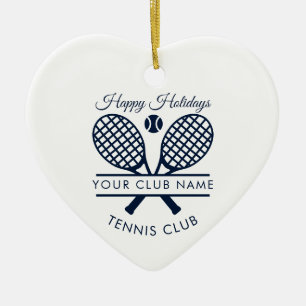 Lawn Tennis Club Script Happy Holidays Christmas Ceramic Ornament