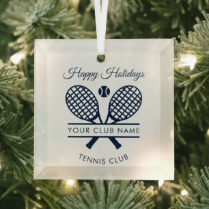 Lawn Tennis Country Club Happy Holidays Christmas Glass Ornament