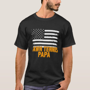 Lawn Tennis Papa American Flag Father's Day Men's T-Shirt