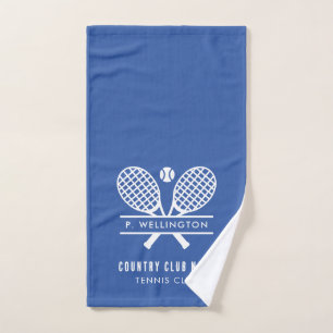 Lawn Tennis Players and Country Club Name Blue Hand Towel