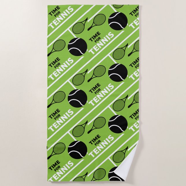 Lawn Tennis Players  Beach Towel (Front)