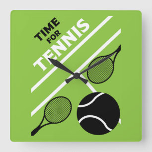 Lawn Tennis Players   Square Wall Clock