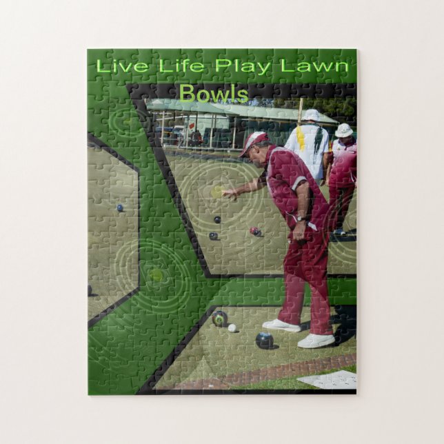 Lawnbowlers Playing Lawn Bowls, Jigsaw Puzzle (Vertical)