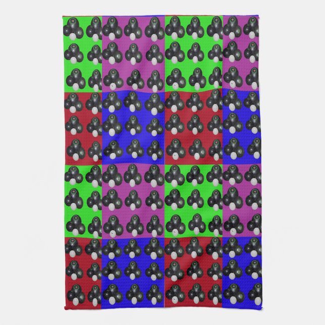 Lawnbowls Colourful Patchwork Pattern, Kitchen Towel (Vertical)
