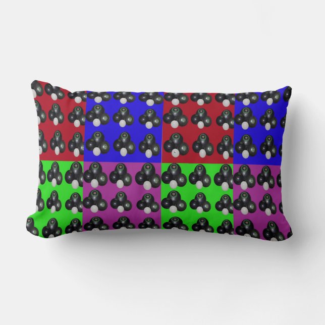 Lawnbowls Colours Patchwork Pattern, Lumbar Pillow (Front)