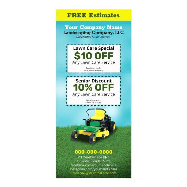 Lawncare Landscaping Grass Cutting Rack Card (Back)