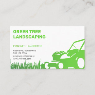Lawnmower and Grass   Landscaping  Business Card