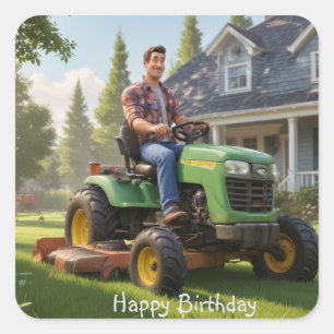 Lawnmower Man Birthday Square Sticker