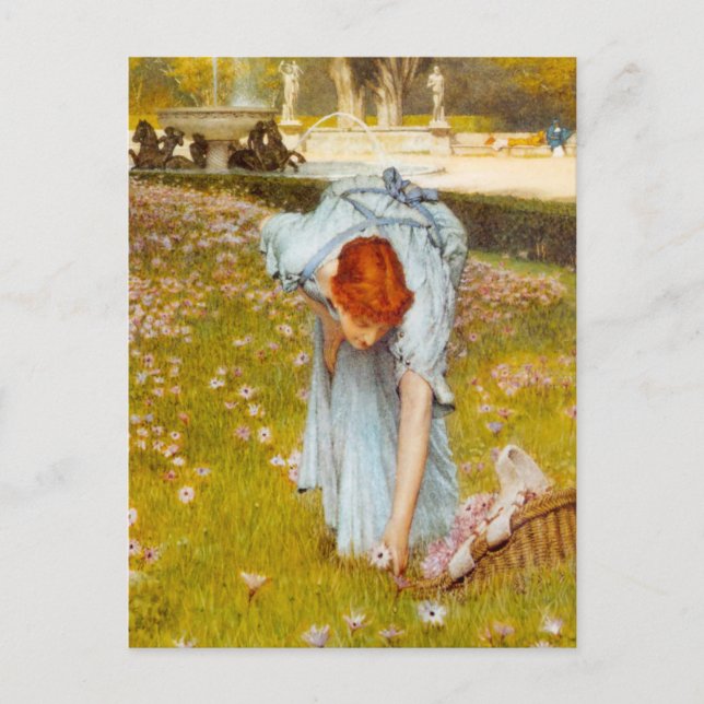 Lawrence Alma Tadema Spring in the Garden Postcard (Front)