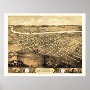 Lawrence, KS Panoramic Map - 1869 Poster