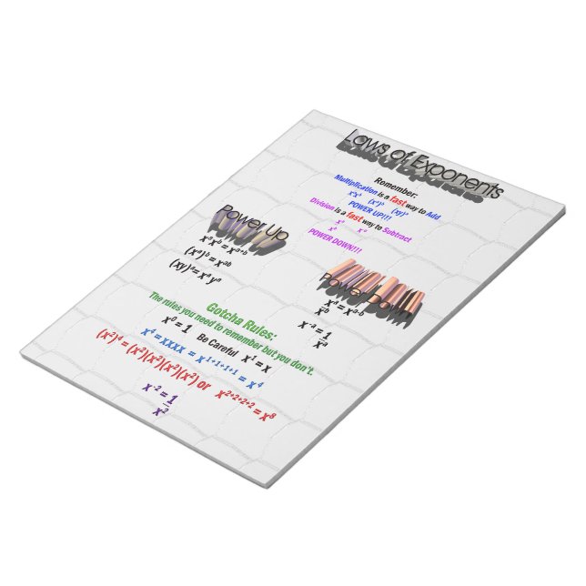 Laws of Exponents Notepad (Angled)