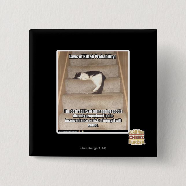 Laws of Kitteh Probability 2 Inch Square Button (Front)