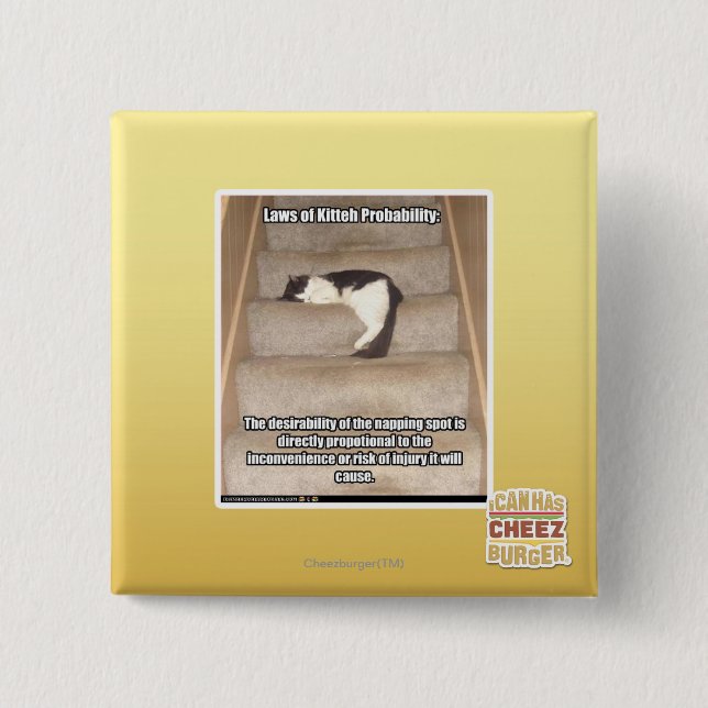 Laws of Kitteh Probability 2 Inch Square Button (Front)