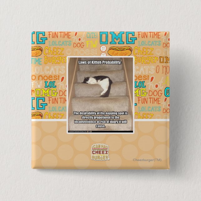 Laws of Kitteh Probability 2 Inch Square Button (Front)