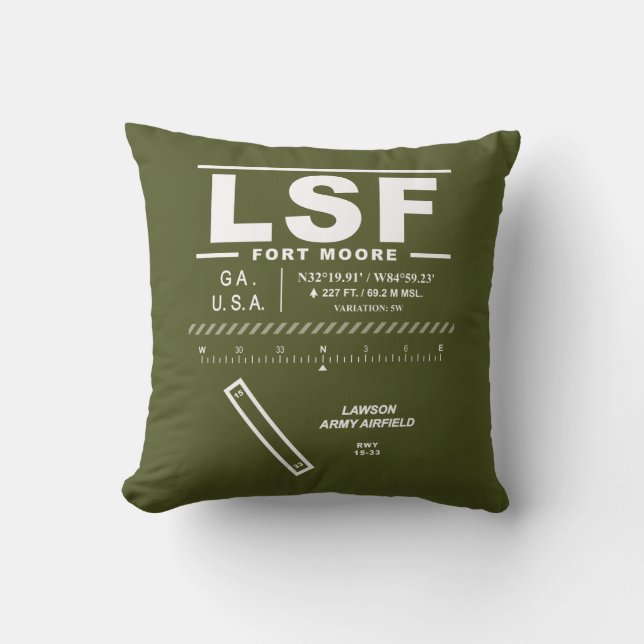 Lawson Army Airfield LSF Throw Pillow (Front)