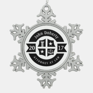 Lawyer 2017 Attorney At Law   Decorative Snowflake Pewter Christmas Ornament