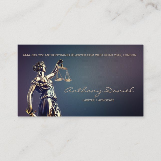 Lawyer Advocate Justice Solicitor Business Card (Front)