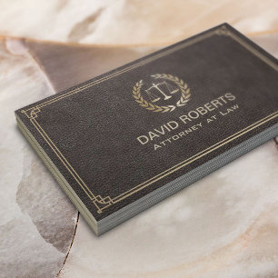 Lawyer Attorney at Law Faux Leather Gold Scale Business Card