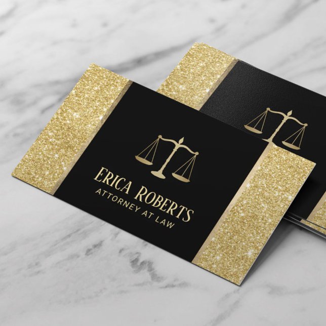 Lawyer Attorney at Law Modern Gold Glitter Business Card (Creator Uploaded)