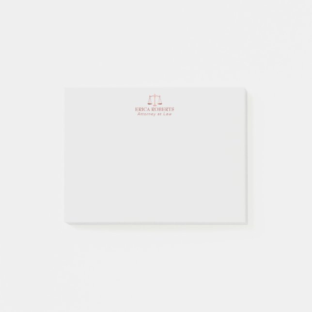 Lawyer Attorney at Law Rose Gold Scale of Justice Post-it Notes (Front)