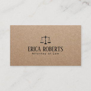Lawyer Attorney Black Scale Logo Rustic Kraft Business Card