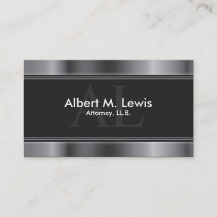 Lawyer Attorney Business Card - Silver Monogram