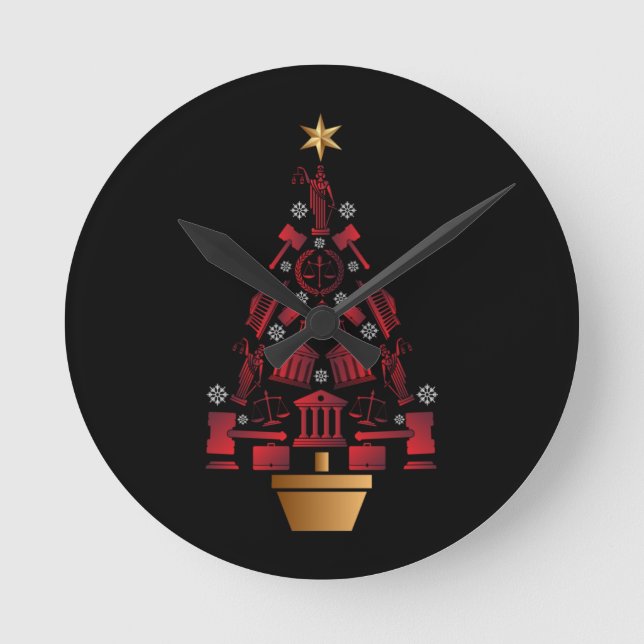Lawyer Attorney Christmas Tree Round Clock (Front)