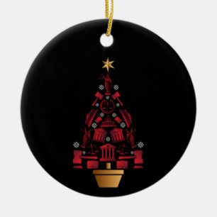 Lawyer Attorney Christmas Tree - Silhouette Art Ceramic Ornament