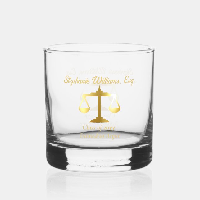 Lawyer Attorney Class Year Trained to Argue Whiskey Glass (Front)