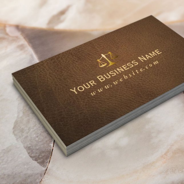 Lawyer Attorney Classy Brown Leather Business Card (Creator Uploaded)