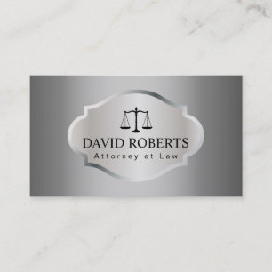 Lawyer Attorney Elegant Modern Silver Metallic Business Card