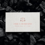 Lawyer Attorney Foil Rose Gold Classy Linen Business Card<br><div class="desc">Lawyer Attorney Foil Rose Gold Classy Linen Law Office Business Cards.</div>