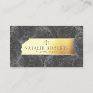 Lawyer Attorney Gold Label Elegant Gray Floral Business Card