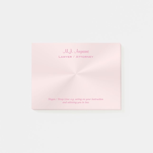 Lawyer / Attorney luxury rose pink chrome-look Post-it Notes (Front)