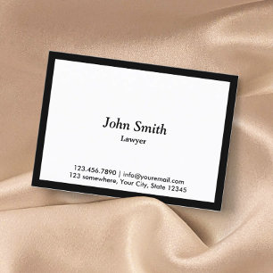 Lawyer Attorney Plain Black Border Professional Business Card