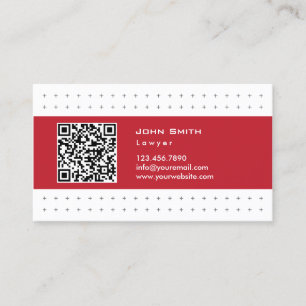 Lawyer Attorney Professional QR Code Red Label Business Card
