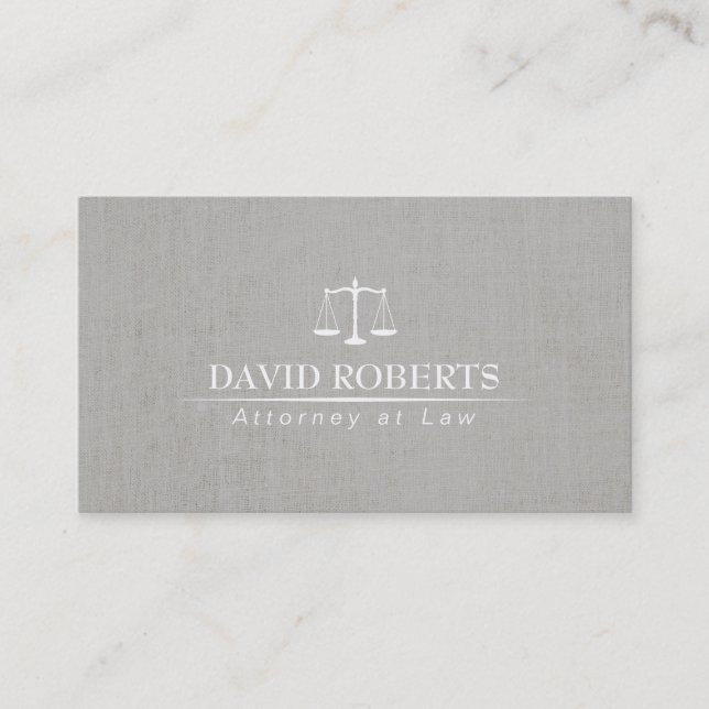 Lawyer Attorney Scale of Justice Classy Linen Business Card (Front)