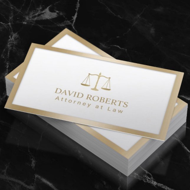 Lawyer Attorney Scale of Justice Modern Gold Foil Business Card (Creator Uploaded)