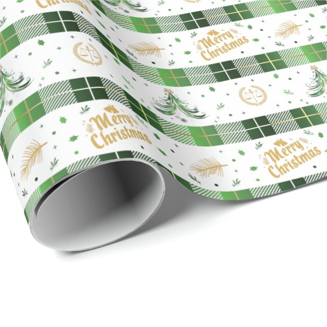Lawyer Christmas Tree - Scales of Justice Wrapping Paper (Roll Corner)