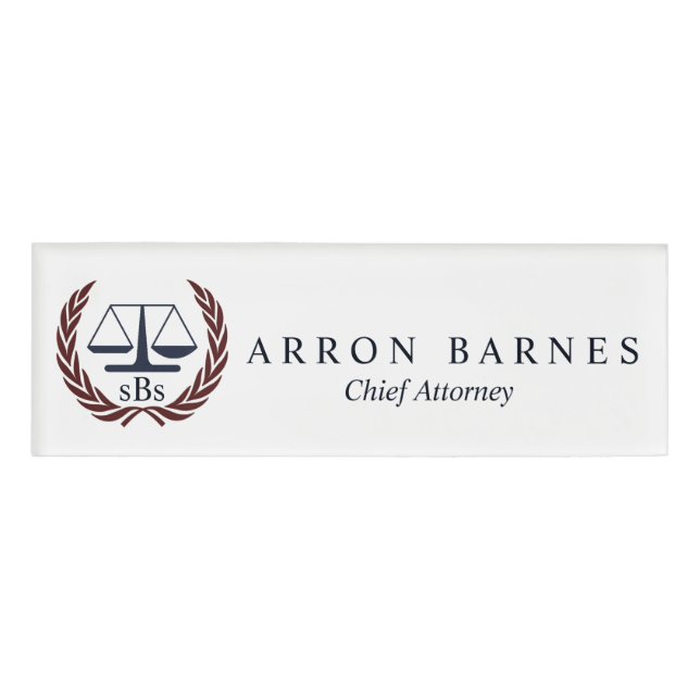Lawyer Firm Employee Staff Magnetic Name Tag (Front)